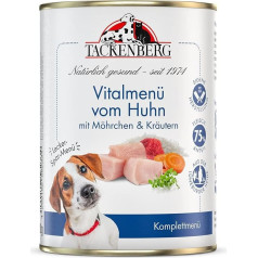 TACKENBERG Vitalmenu of Chicken with Carrots and Herbs Wet Food Tin for Dogs - Premium Quality Dog Food - 6 x 400 g