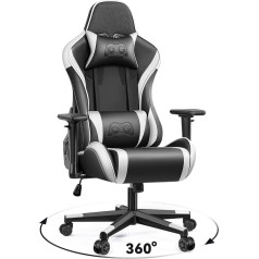 OneGame Gaming Sthul, Ergonomic Computer Gamer Chair, 3D Armrests, Office Chair, Height-Adjustable Swivel Chair with Adjustable High Backrest, 150 kg, White