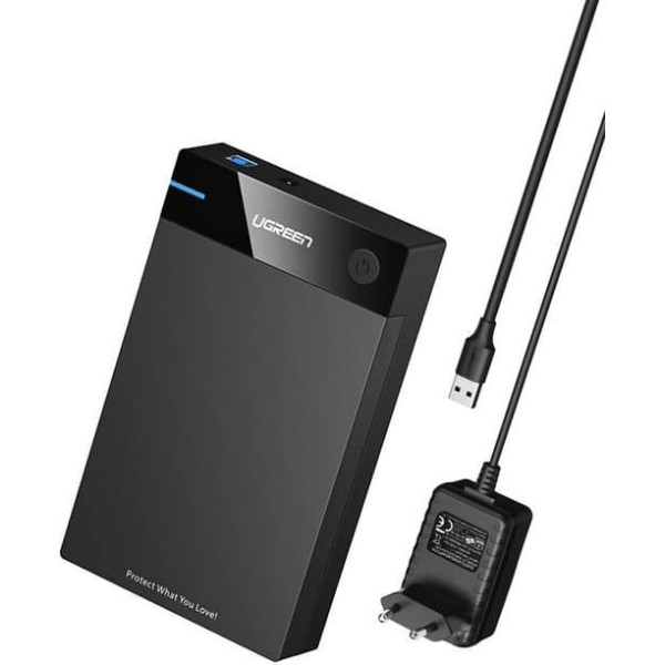 Ugreen 3,5'' sata cietā diska korpuss; usb 3.0 (melns)