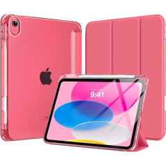 MoKo Case for iPad (A16) 11th Generation 11 Inch 2025, iPad 10th Generation 10.9 Inch 2022 with Pencil Holder, Slim Lightweight Trifold Protective Case with Hard PC Translucent Back, Watermelon Pink