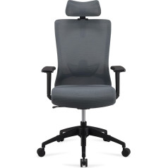 Amazon Basics Ergonomic Executive Chair, High Back Desk Chair, Office Chair, Adjustable Headrest, Armrests and Lumbar Support, 63 x 59.5 x 124 cm, Grey