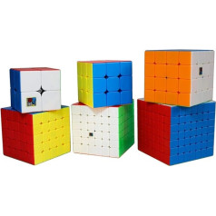 Oostifun Magic Cube Puzzle Cubes Set, 6 Puzzle Cubes Collection, Stickerless, 2 x 2 to 7 x 7, Gift Set