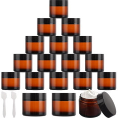 LOPYXBR 18 x bernsteinfarbene Glasdosen, 5,5 x 5,2 cm, leere Kosmetik-Lotion-Behälter