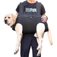 KAJILE Large Dog Backpack, Full Body Lifting Strap with Handle, Reflective Chest Harness, Dog Harness, Padded, Old Joint Injuries, Arthritis, Hind Leg Support, Black, L