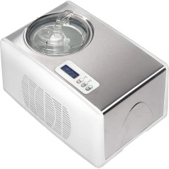 Melchioni Family Frosty Ice Cream Maker with Compressor, Automatic, Ice Cream in 60 Minutes, 150 W, 1.5 L Capacity, Ice Cream, Yoghurt and Sorbets, Digital Timer, Removable Basket, White