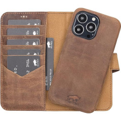 Solo Pelle Leather Case Compatible with iPhone 15 Plus in 6.7 Inch Removable Case (2-in-1) with Card Slots for the Original Apple iPhone 15 Plus in 6.7 Inch (Full Leather Vintage Brown)