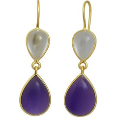 Gold Plated Sterling Silver Earrings by Blue Topaz and Amethyst (Norway)