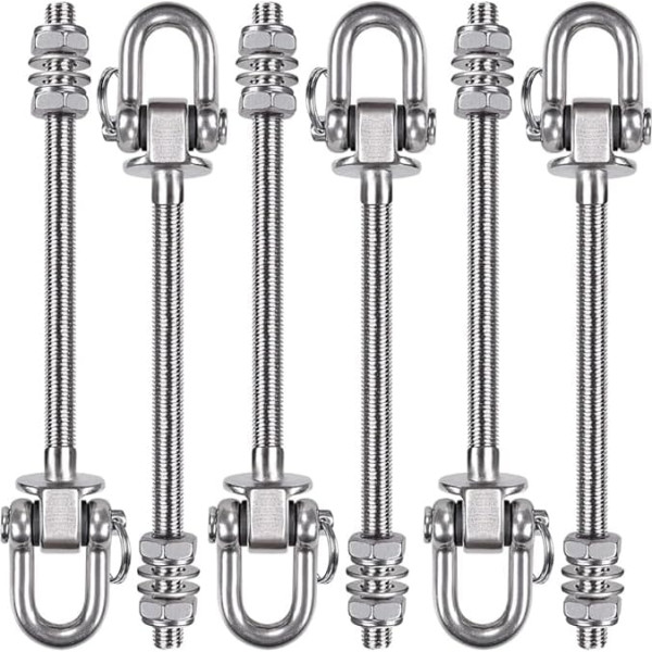 SELEWARE Heavy Duty Swing Hanger, Stainless Steel Swing Hook for Wooden Beams and Steel Carriers, Yoga Hammock, Punch Bag, Porch, Swings, 6 Pack