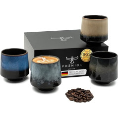 Pheniox Infinity Cappuccino Cups Set, 4 x 220 ml, High-Quality Porcelain Cups, Coffee Cup Set, Without Handle, Gift in Modern Design, Dishwasher Safe, Tea