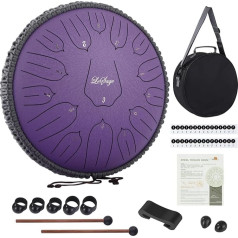 LeSage Steel Tongue Drums for Adults 13 Inch 15 Note Ethereal Drum for Outside with Music Book Rain Meditation Drum for Relaxation Yoga Drum Sound Healing Instruments