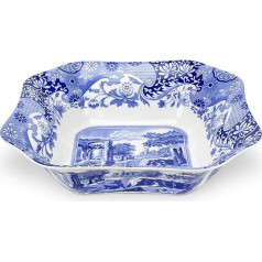 Blue Italian 23.5 cm Porcelain Square Salad Bowl, Blue and White