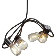 Konstsmide 2386-800, LED Beer Garden Party Light Chain, Pigmy Style Bulbs, Clear/ Outdoor Use (IP44) / 20 Clear Bulbs / 40 Amber Diodes / Black Cable