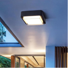 WAYEE Wandleuchte Aussen,Außenlampe,Außenwandleuchten,Außenleuchte,Deckenleuchte,Doppelte Montage (Wand/Decke),LED12W,Schwarz Wasserdicht IP65 Anthrazit Moderne,Terrasse,Außenwand,Aluminium,Quadrat