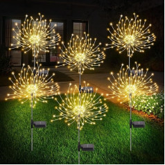 Soarling Solar Garden Lights Outdoor Solar Fireworks Light 6 Pack 720 LED Waterproof Solar Lights Garden Lights Outdoor Garden Yard Walkway Fence - Warm White