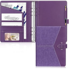 Toplive A4 Leather Conference Folder - A4 Portfolio Made from PU (Polyurethane) Leather with 3 Ring Binders -Document Folder Ideal for Office, School and Study Use, purple