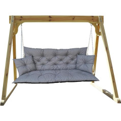 IN WOHO Hollywood Swing Cushion, Outdoor Seat Cushion, Garden Bench Cushion, Water-Repellent, Garden Bench Seat Cushion, Bench Cushion, Pallet Cushion with 2 Small Cushions, 100 x 60 x 50 cm, Grey