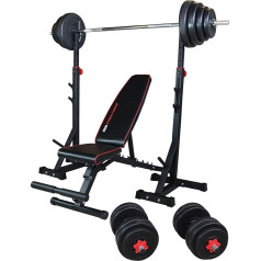 Trainhard® Premium Weight Bench Adjustable Handle Bench with Barbell Rack Plus Barbell Dumbbell Set Weights 60kg – 100kg to choose from