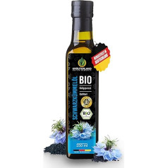 Kräuterland - Organic Black Cumin Oil 250 ml Filtered - 100% Pure, Gently Cold Pressed, Egyptian, Nigella Sativa, Vegan - Freshness Guarantee: Daily Mill Fresh Direct from the Manufacturer