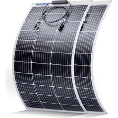 Topunive Flexible Solar Panel 2 Pieces 100 W 12 V Monocrystalline Flexible Solar Module 100 Watt 12 Volt for 12 V Batteries Caravan Motorhome Boat Yacht Marine