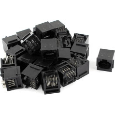 Sourcingmap 25pcs Black RJ45 8P8C Network Modular Connector LAN Ethernet for PCB