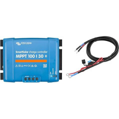Victron SmartSolar MPPT Charge Controller 100/30 12 V / 24 V Bluetooth Dongle Integrated 30 A Solar Charge Controller & Enjoysolar 6 mm² Battery Cable Solar Charge Controller and Battery with Fuse M8