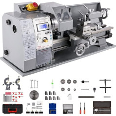 210 mm x 400 mm Mini-Metalldrehmaschine mit variabler Geschwindigkeit, Tischgerät, Digitalanzeige for Metalldrehen, Bohren, Gewindeschneiden