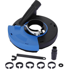 WODHMIEY 180 mm Angle Grinder Dust Extraction Hood with 5 Clamping Rings Dust Protection Cover Grinding Attachment for Concrete Stone Tiles Wall Paint Masonry Renovation Tool Accessories