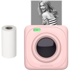 Bisofice Portable Mini Photo Printer 203 DPI Wireless BT Thermal Printer Pocket Size Compatible with iOS and Android for Working and Learning Memo Diary Photo Black and White - Pink