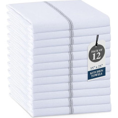 Kitchen Towel Set - 100% Cotton Kitchen Towels, Reusable Tea Towels, Grey Tea Towels for Kitchen, Durable Kitchen Towels, 35.6 x 63.5 cm Kitchen Tea Towels - 12 cm Pack