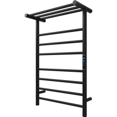 KWW Heated Towel Rail, Remote Control with App Tuya, Towel Warmer with Timer, Wall Mounted Hot Towel Warmer for Bathroom (Matte Black, 7+3Bars)