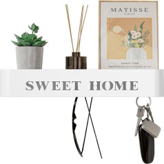 LOFTPLUS Key Holder with Shelf, Key Board Wall - Modern Minimalist Key Holder, Metal Key Rack with 5 Concealed Wall Hooks for Entrance, Hallway, Kitchen, Living Room - White