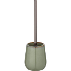 WENKO Sirmione Toilet Brush Holder Ceramic Closed Standing Set Including Toilet Brush Made of Robust Plastic Brush Head Interchangeable Diameter 10.5 x 40 cm Green/Copper