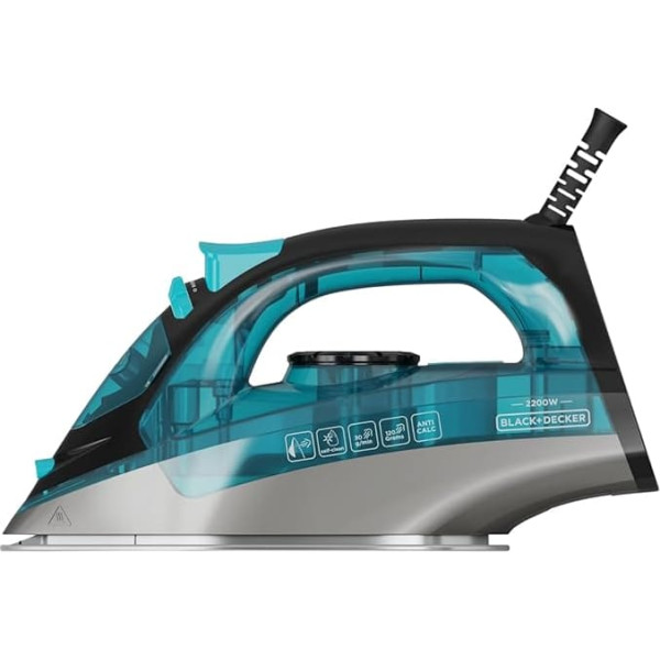 Black+Decker - Steam Iron 2200 W | Continuous Steam 30 g/min | Steam Boost 120 g/min | Stainless Steel Sole | Anti-Limescale and Anti-Drip System | Vertical Ironing | Water Spray | Precision Tip