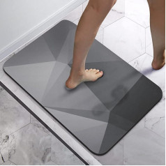 Homlab Bath Mat, Non-Slip Bathroom Rug, Absorbent Bath Mat, 40 x 60 cm, Quick-Drying Bath Mat, Home, Bath Mat, Absorbent, Washable, Water-Absorbent (Grey, 50 x 80 cm)