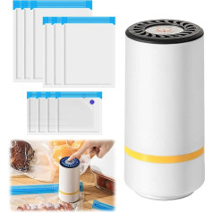 Portable Vacuum Sealer for Food, USB Charging with 10 Reusable Vacuum Sealer Bags, Compact and Portable, Vacuum Sealer for Dry or Wet Food, Vacuum Sealer Small