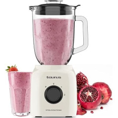 Taurus - Stand Mixer Optima Vintage MAX | 1500W | 21,500 rpm | 1.8L Glass Container | Stainless Steel Blades | Ice Crusher Function | 2 Speeds + Turbo | Safe Design | Retro Look