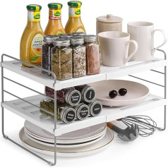 Kitchen Cabinet Organiser, Expandable Storage, Mental Foil Holder Organiser, Cupboard, Pantry Storage for Aluminum Foil, Spices, Plates, Cans, Perfect for Kitchen, Bathroom
