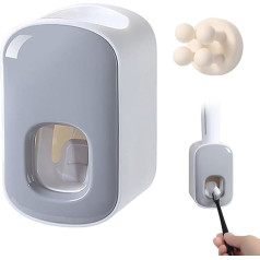 Automatic Toothpaste Dispenser Wall Mounted Toothpaste Dispenser and Toothbrush Hook Waterproof Dust-free Bathroom Accessories Automatic Toothpaste Squeeze Holder for Bathroom Washroom