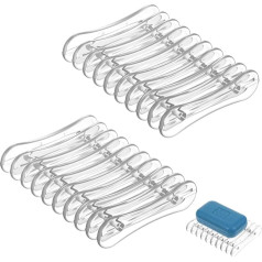 Seifenhalter aus Kunststoff, selbstentleerende Seifenschale für die Dusche, rutschfest, transparent, Seifenschale für Dusche, Badezimmer, Küche, Restaurant, Theke, 2 Stück