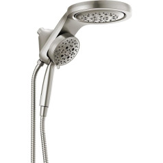 Delta Faucet HydroRain H2Okinetic Dual Shower Head with Handheld Shower, Brushed Nickel with Hose, Handheld Shower, Removable Shower Head, 2.5 GPM Flow Rate, Stainless Steel 58680-SS25