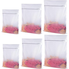 6 Pack Mesh Laundry Bags with Zippers Reusable Fine/Coarse Washing Machine Bags for Washing Clothes and Travel Storage