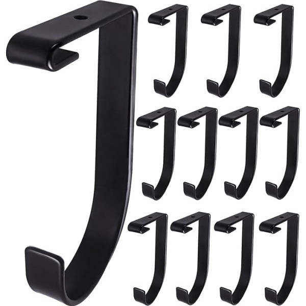 Saderoy Pack of 12 Heavy Duty Additional Storage Flat Hooks Accessories for Garage, Ceiling Shelf and Wall Shelf, Alloy Steel, Black, Suitable for Flexinoumts Ceiling Shelves and Wall Shelves