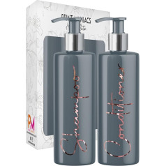 Print Maniacs Grey Mrs Hinch Inspired Personalised 500ml Pump Bottles Bathroom Lotion Kitchen Set Shampoo Conditioner Body Wash F2 (Rose Gold, Shampoo + Conditioner Set)