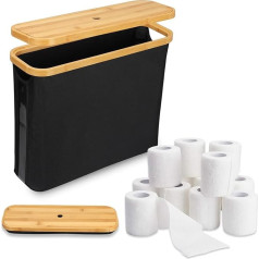 Qivine Toilet Paper Storage, Toilet Paper Storage Box with Lid, Bamboo Toilet Paper Storage Holder, Large Toiletries Storage Basket, Free Standing Organizer for