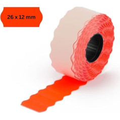 POKORNYS 54,000 Self-Adhesive Labels for Price Gun (Red / 26 x 12 mm) I Permanent Adhesive I Marking with Price, Date ... I Price Labels for Hand Labellers with Wave Edge