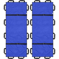 Threlaco Portable Lightweight Household Stretcher with 12 Rubber Foam Handles, Emergency Stretcher, Foldable for Patients and Animals, 2 Pack 72 x 27 Inch for Rescue First Aid (Blue)