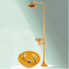 Kombination aus Augenspülstation und Dusche, Augenspülstation für Notduschen, Augenspülstation aus Edelstahl, Augenspüleinheit mit Standinstallation für den industriellen, gewerblichen und Labor