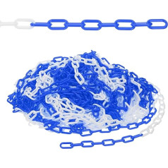 PATIKIL 500ft Kunststoffkettensicherheitsbarriere, Sicherheitskettenglieder Crowd Control Barriere für Zaun Tor Garten Bau Auffahrt Aufzug Parkplatz Warteschlange, Blau Weiß