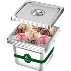 Bakpoco Hotelpfanne mit Deckel, 1/6 Größe – 15,2 cm tief, 4 Packungen Edelstahl-Lebensmittelpfanne für Dampftisch, kommerzielles Restaurant, Anti-Stauung, Buffet