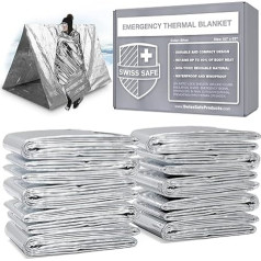 Swiss Safe 10 x Silver Mylar Emergency Thermal Blankets for NASA Outdoor Hiking Survival Marathons or First Aid